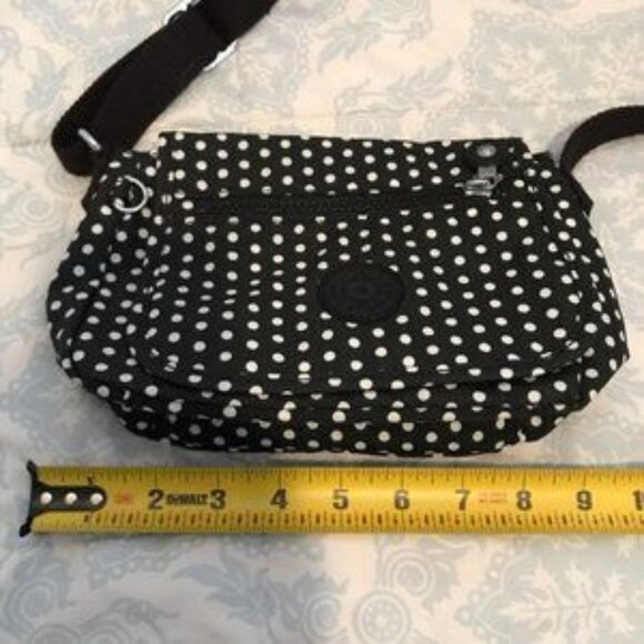 Kipling Black and White Polka Dotted Mini Crossbody Bag - Picture 1 of 10